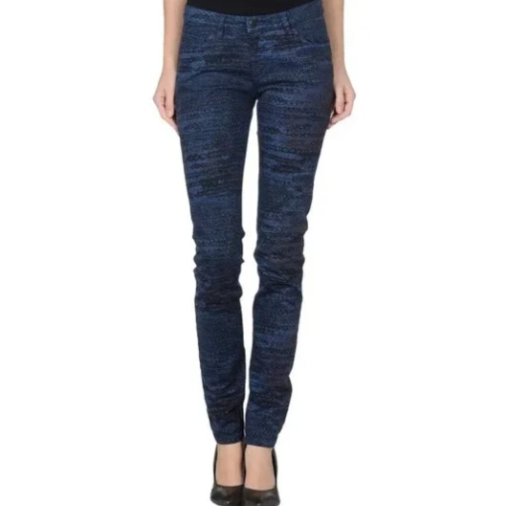 NWT See By Chloe Jeans Womens 32 Blue Space Dye Printed Patterned Skinny $350